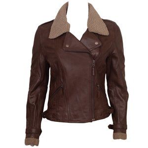 Women's Fur Lined Motorcycle Leather Jacket